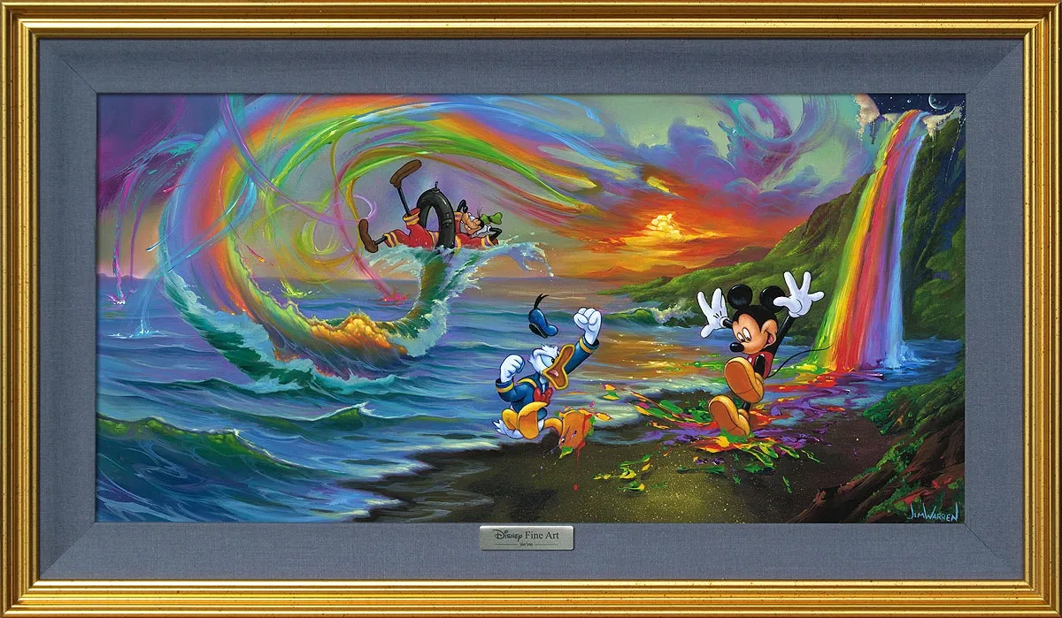 Mickey and the Boys at Rainbow Falls by Jim Warren — Giclee On Canvas