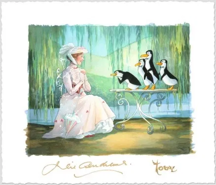 Mary Poppins and Merry Peguins by Toby Bluth — Giclee On Paper