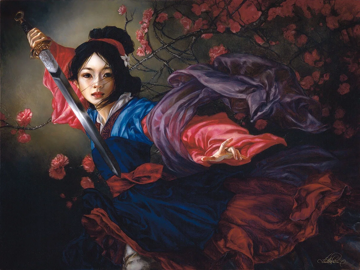 The Elegant Warrior Premiere Edition From Mulan by Heather Edwards — Hand-Embellished Giclee on Canvas