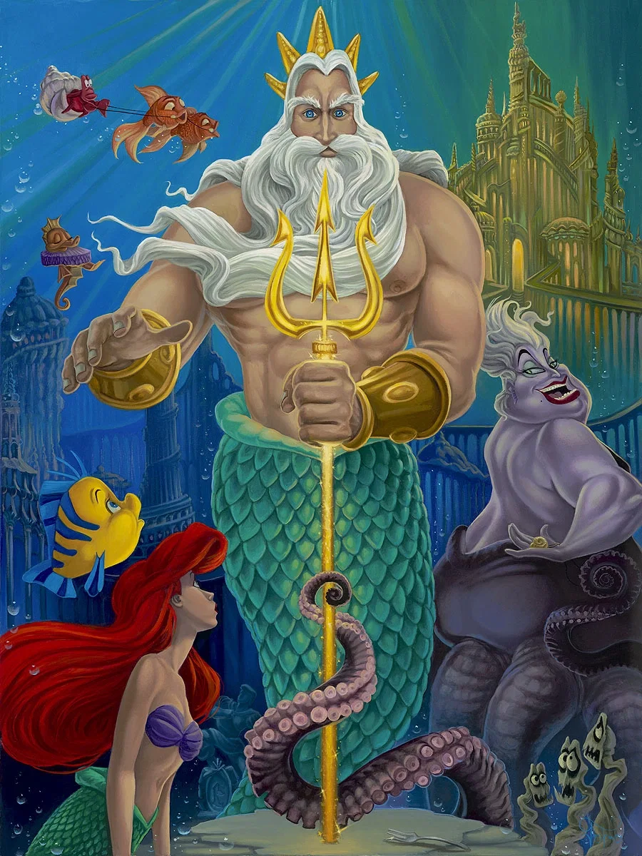 Triton's Kingdom Premiere Edition From The Little Mermaid by Jared Franco — Giclee On Canvas