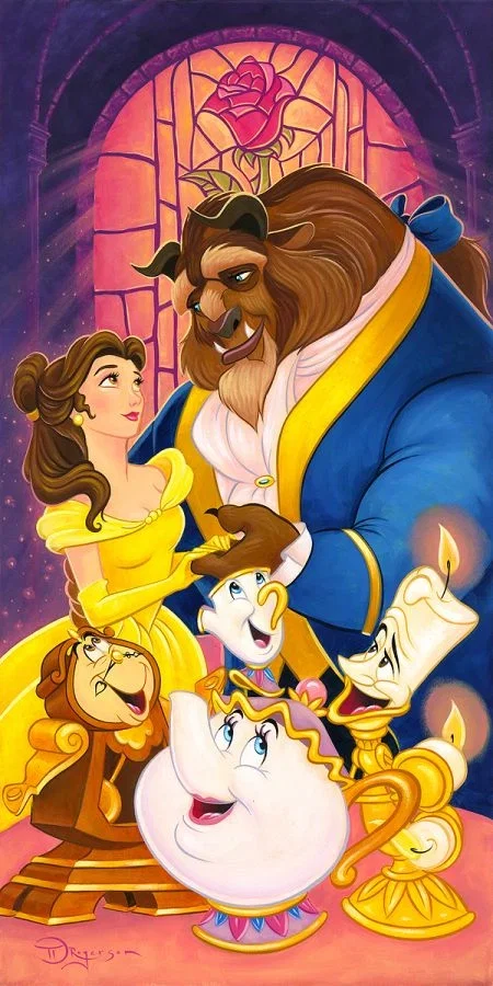 True Love's Tale From Beauty and the Beast by Tim Rogerson — Hand-Embellished Giclee on Canvas