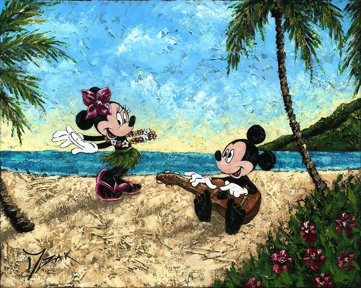 Ukelele Hula Mickey and Minnie by Trevor Mezak — Original Acrylic on Canvas