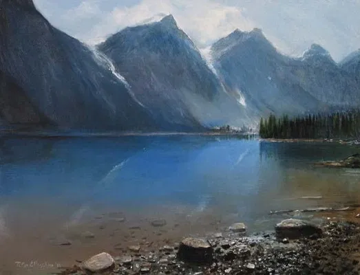 VIew At Lake by Peter Ellenshaw — Giclee On Canvas