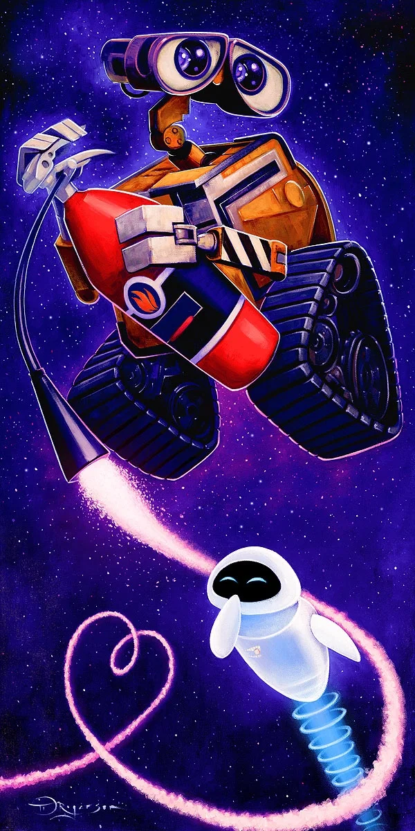 Wall•E and Eve From Wall-E by Tim Rogerson — Giclee On Canvas