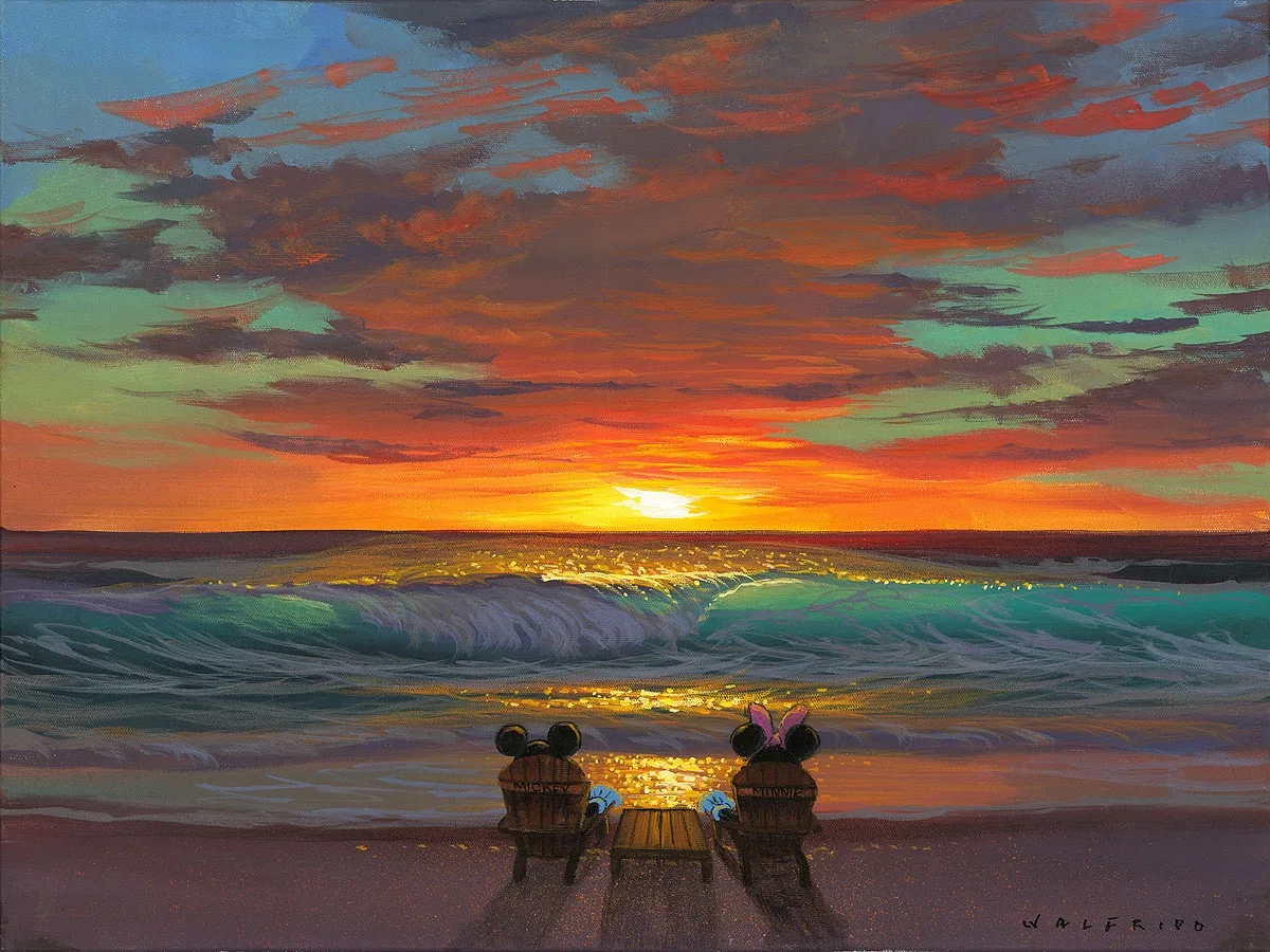Sharing a Sunset by Walfrido Garcia — Hand-Embellished Giclee on Canvas