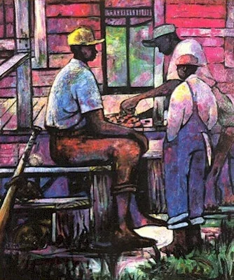 Afternoon Checkers Artist Signed Lithograph Artist Proof by William Tolliver