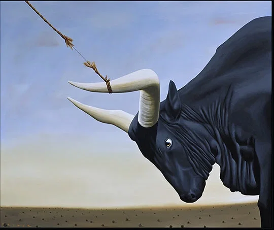 (I've Got the) Bull by the Horns by Robert Deyber — hand-crafted stone lithograph