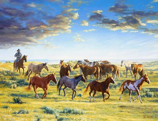 The Horse Wrangler gatherd the morn by Bob Coronato