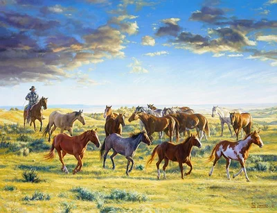 The Horse Wrangler gatherd the morn by Bob Coronato