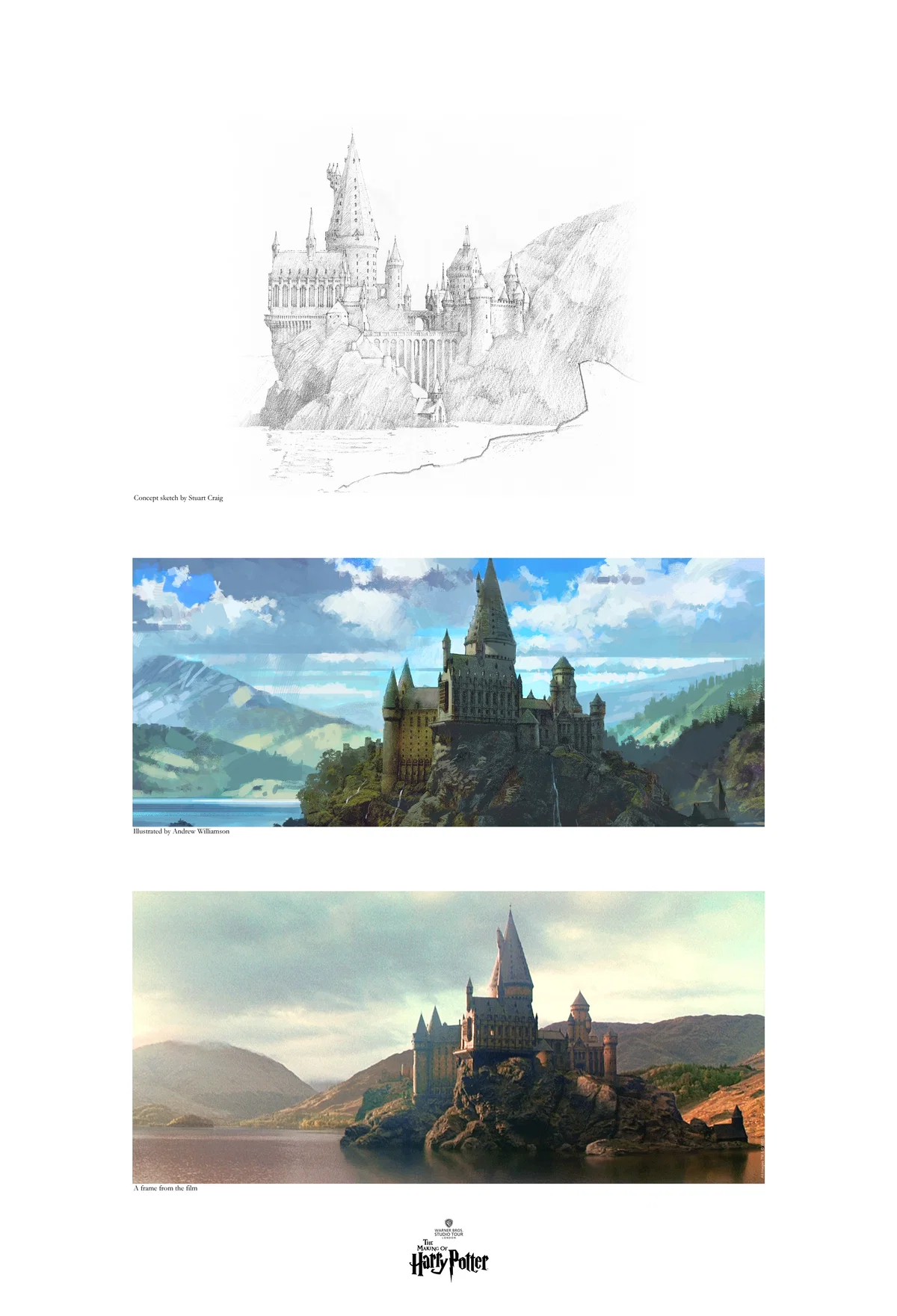Creating Hogwarts And the Black Lake Triptychs by Stuart Craig — Giclee On Paper