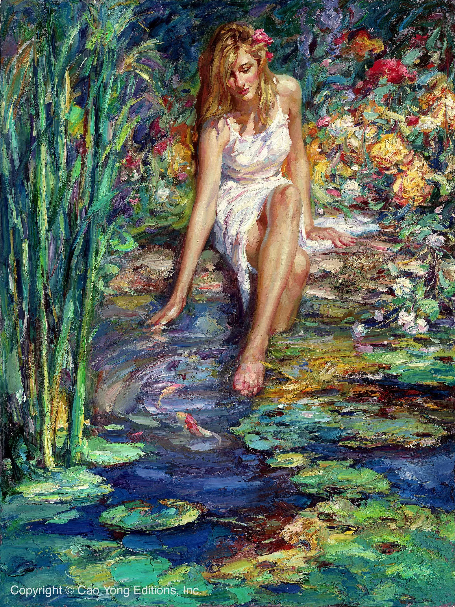 Cool Waters by Cao Yong — Giclee On Canvas The Romantic Garden Series