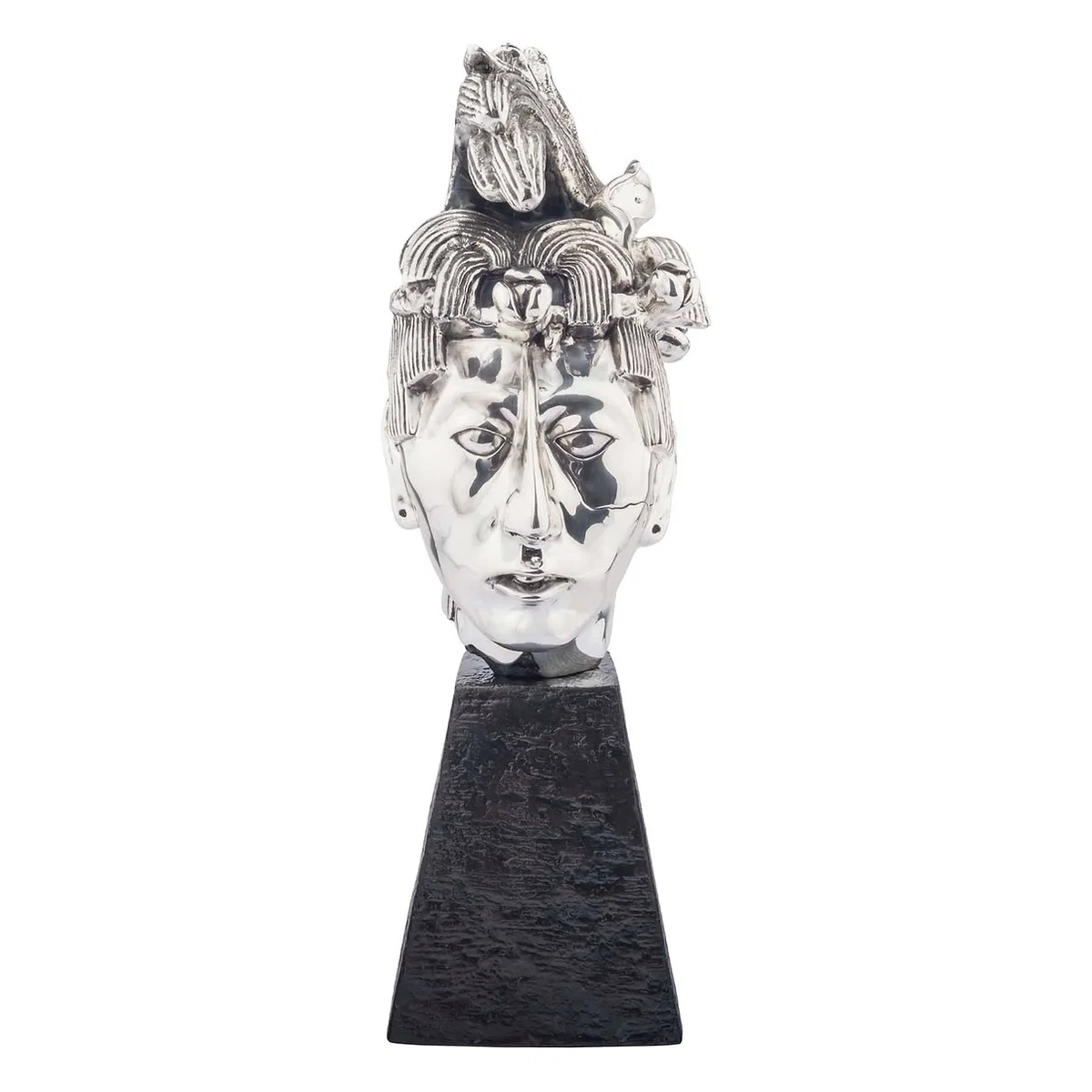 K'inich Janaab Pakal - Silver Mayan Head Statue by Dargenta