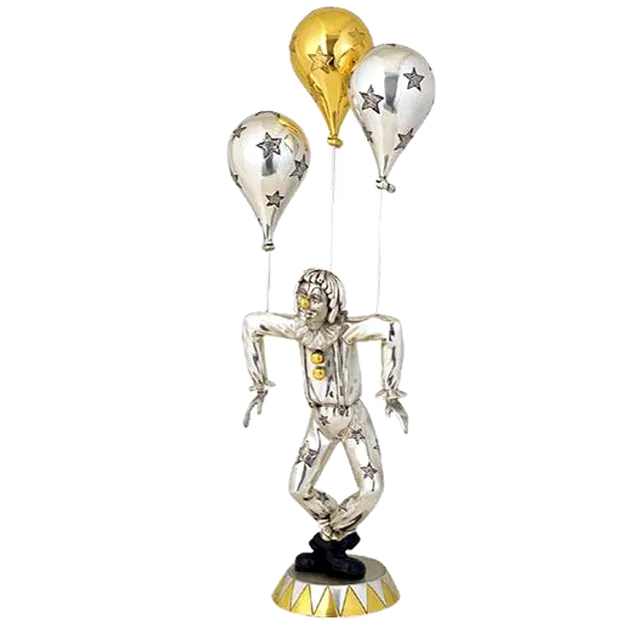Dargenta - Silver Clown Statue Golden Balloon