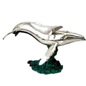Dargenta - Silver Humpback Whale Mother & Calf Statue