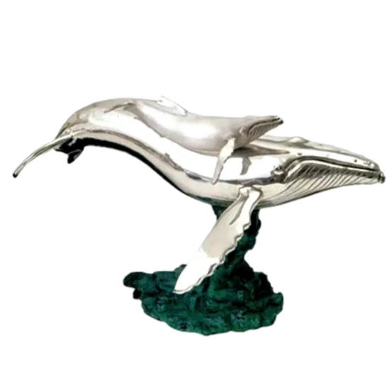Dargenta - Silver Humpback Whale Mother & Calf Statue