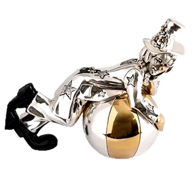 Dargenta - Silver Clown Statue On A Ball