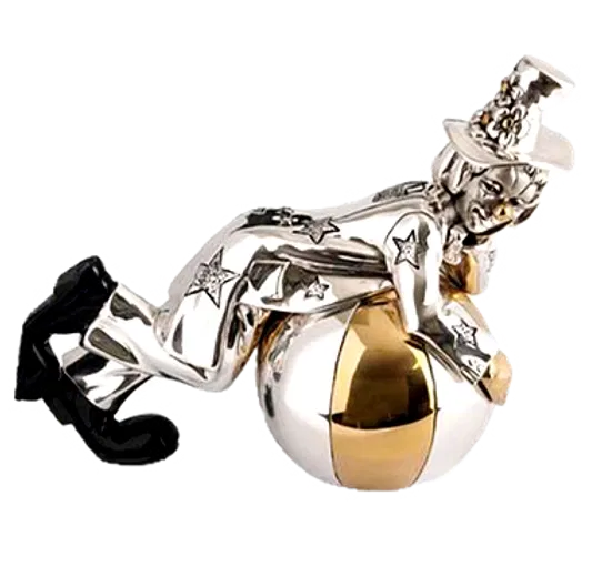 Dargenta - Silver Clown Statue On A Ball