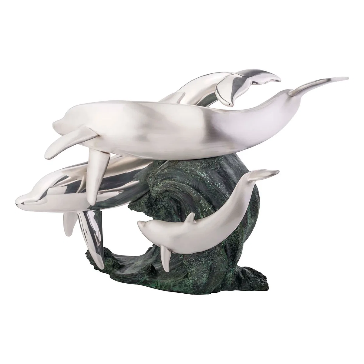 Silver Family of Dolphins Statue by Dargenta