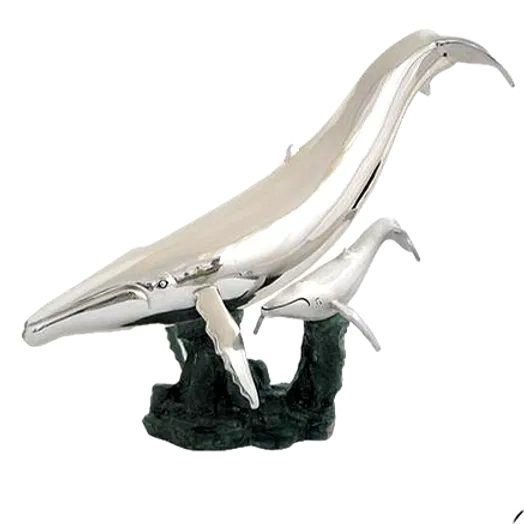 Dargenta - Silver Whale & Calf Statue