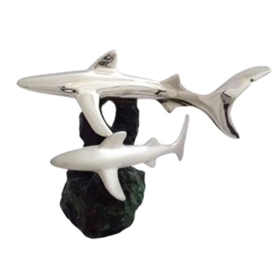 Adult And Young Shark Statue by Dargenta