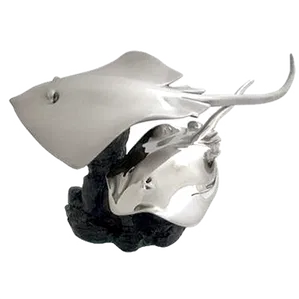 Dargenta - Silver Manta Ray Statue Swimming Pair