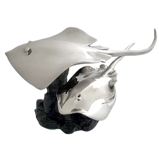 Dargenta - Silver Manta Ray Statue Swimming Pair