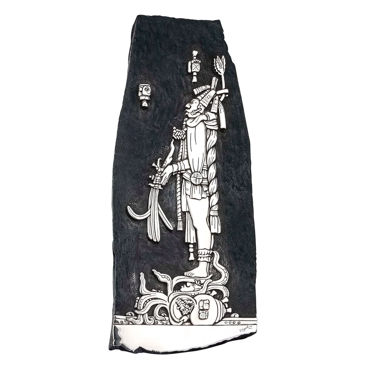 Mayan Conqueror King under the Stars Silver Relief by Dargenta