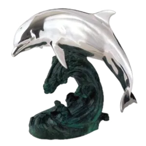 Dargenta - Silver Jumping Dolphin Statue
