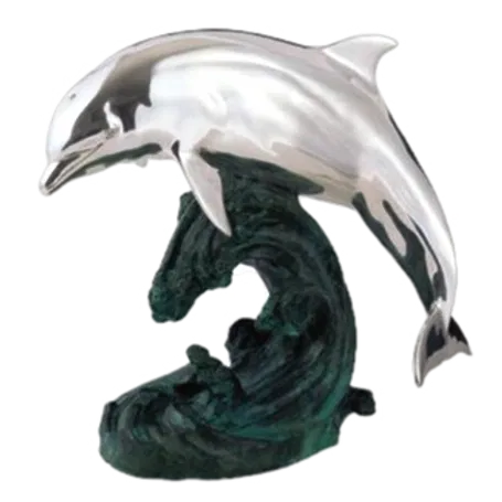 Dargenta - Silver Jumping Dolphin Statue