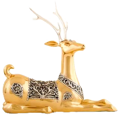 Resting Gold Thai Deer Statue by Dargenta