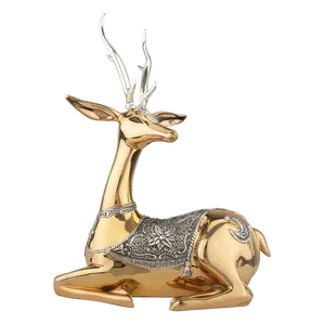 Dargenta - Resting Female Thai Gold Deer Statue