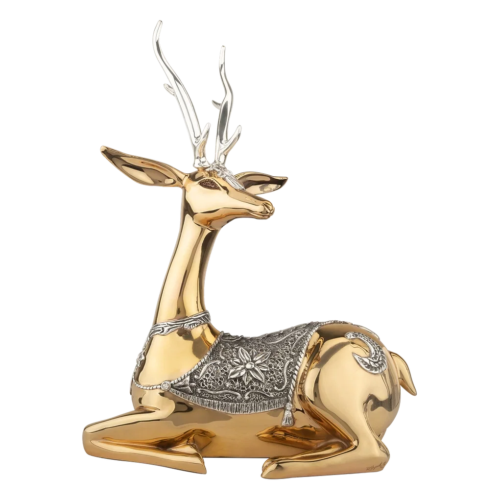Resting Female Thai Gold Deer Statue by Dargenta