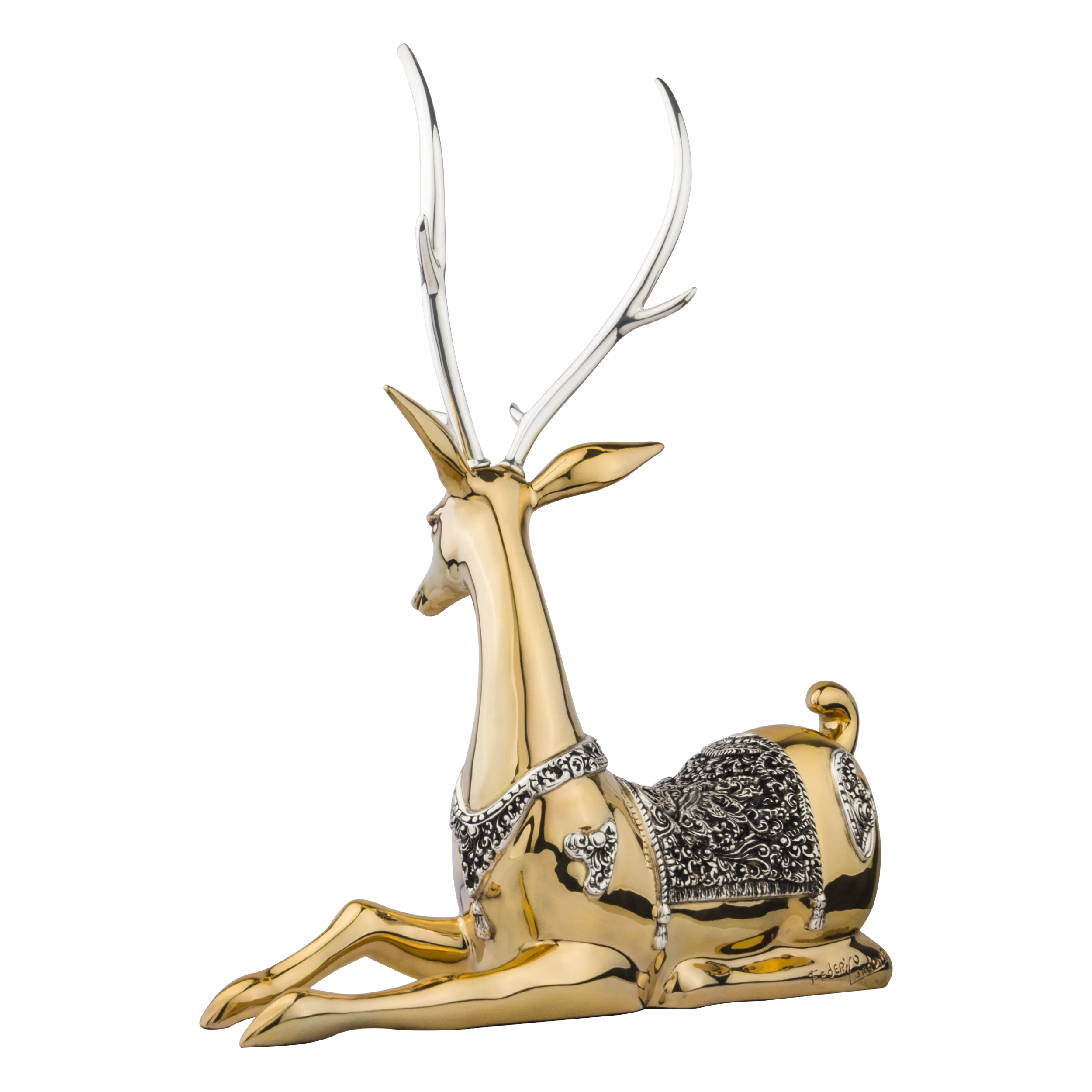 Young Mother Thai Gold Deer Statue