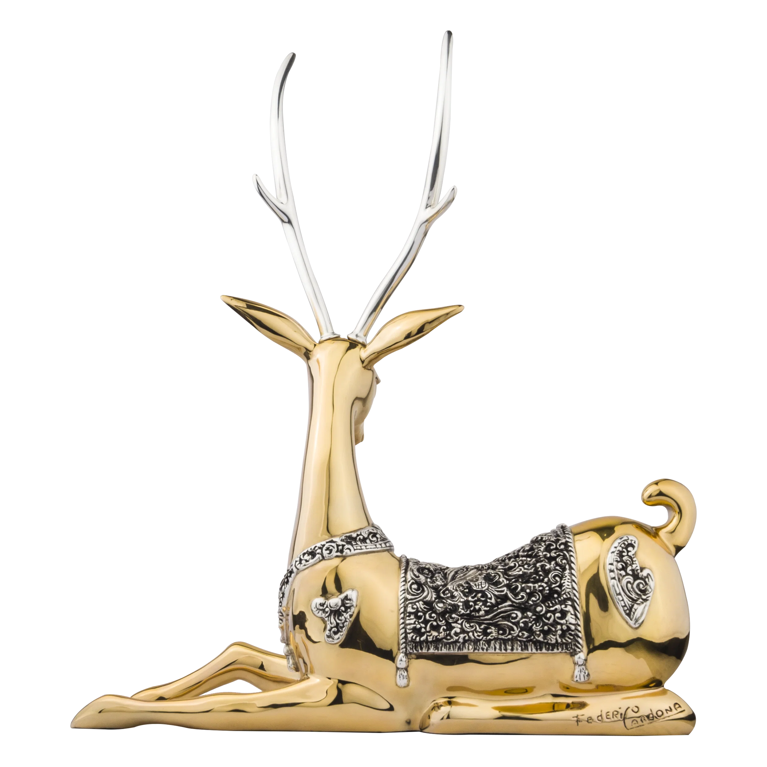 Young Mother Thai Gold Deer Statue