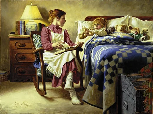 Bedtime Story W/gift Print Her First Love L.e.print by Jim Daly