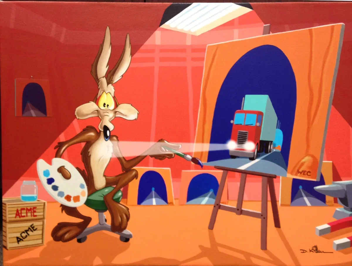 Semi-Struck (Wile E. Coyote) by Daniel Killen — Giclee On Canvas