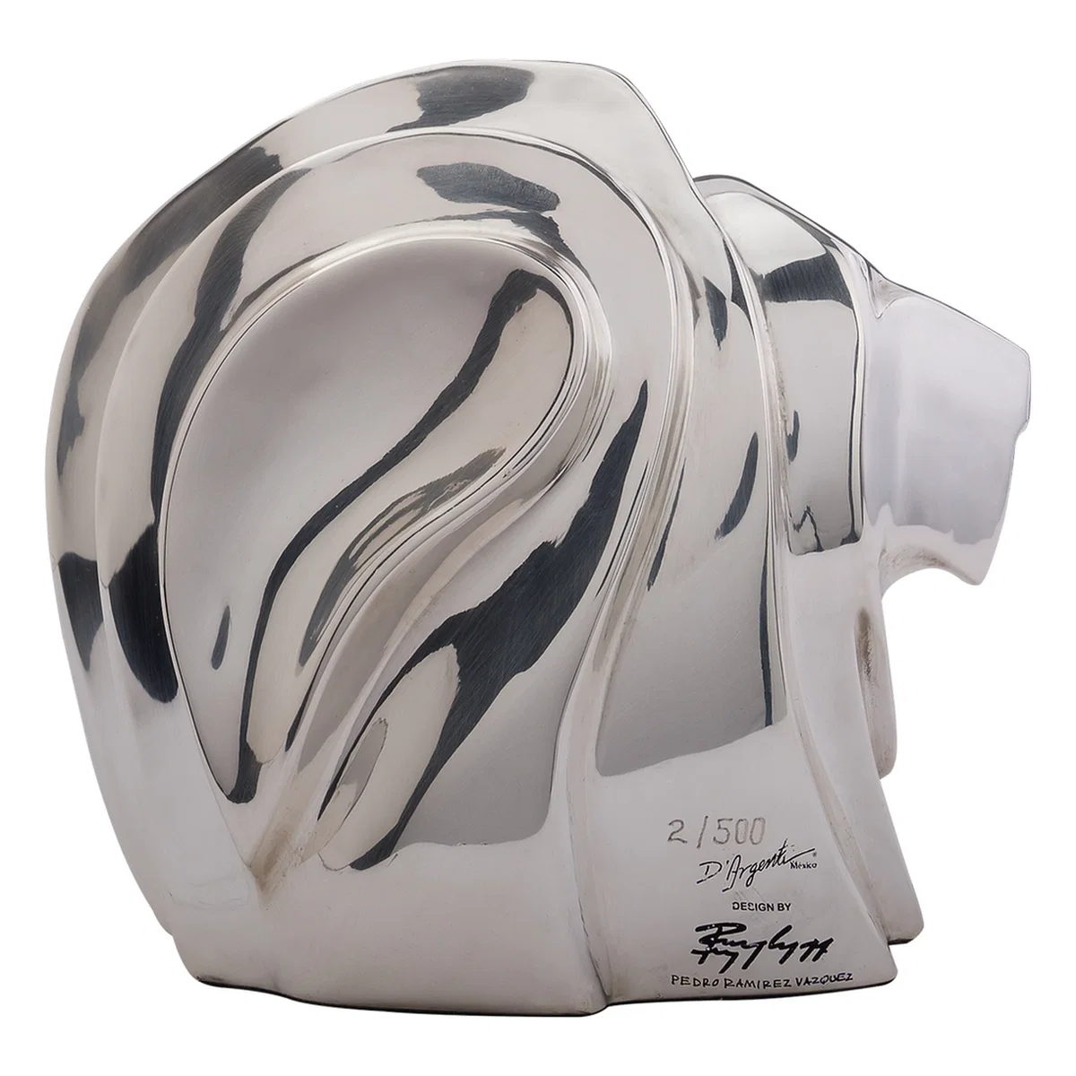 Large Silver Lion Head Sculpture by Dargenta