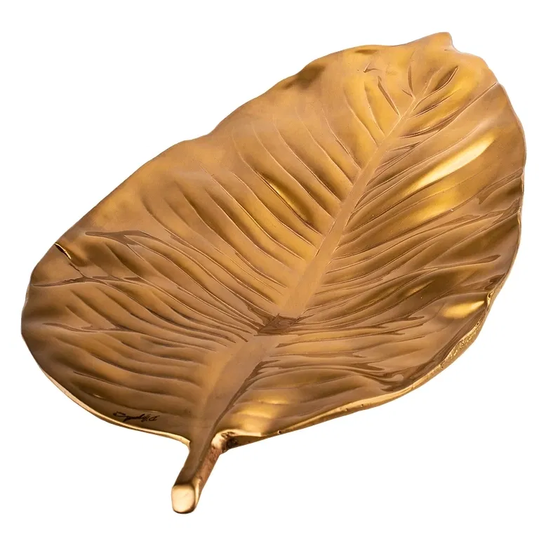 Tropical Leaf Fruit Bowl 24K Gold