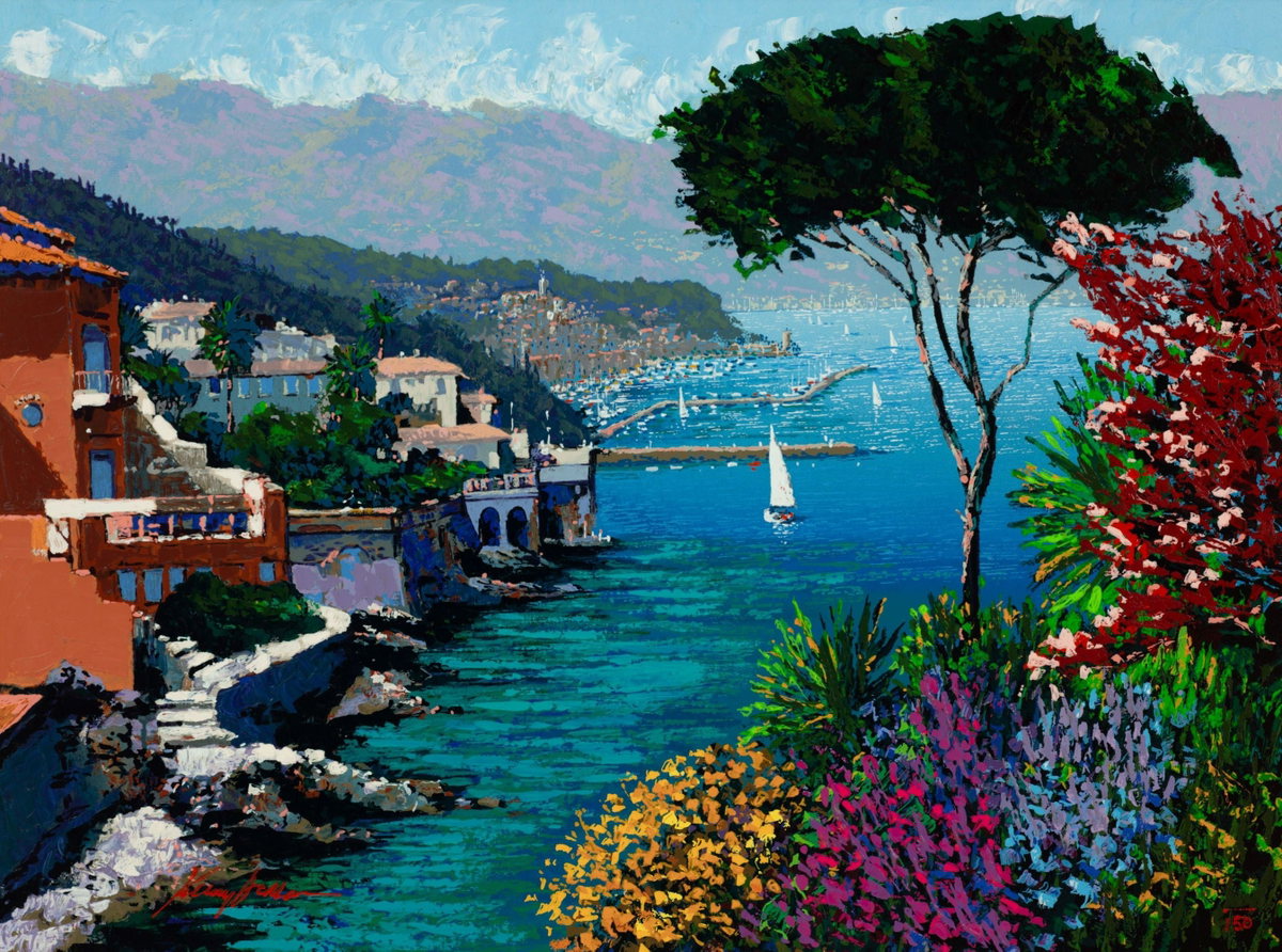 Eternal Riviera, 2000 by Kerry Hallam — hand-signed enhanced serigraph on canvas