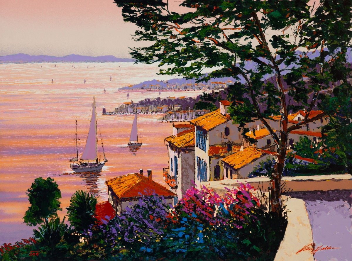 Twilight Rendezvous, 2001 by Kerry Hallam — hand-signed enhanced serigraph on canvas