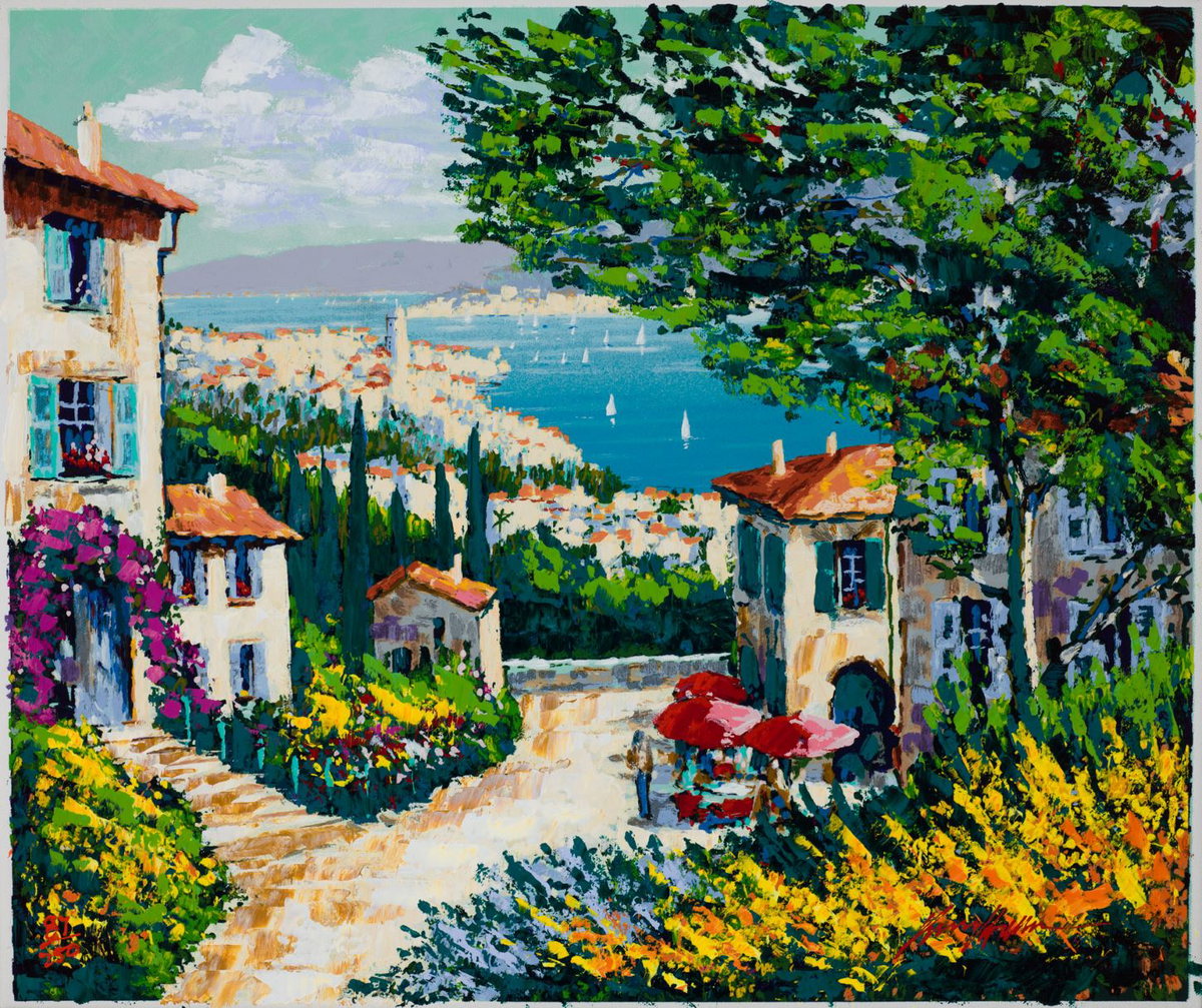 Piazza Giardino, 2001 by Kerry Hallam — hand-signed enhanced serigraph on canvas
