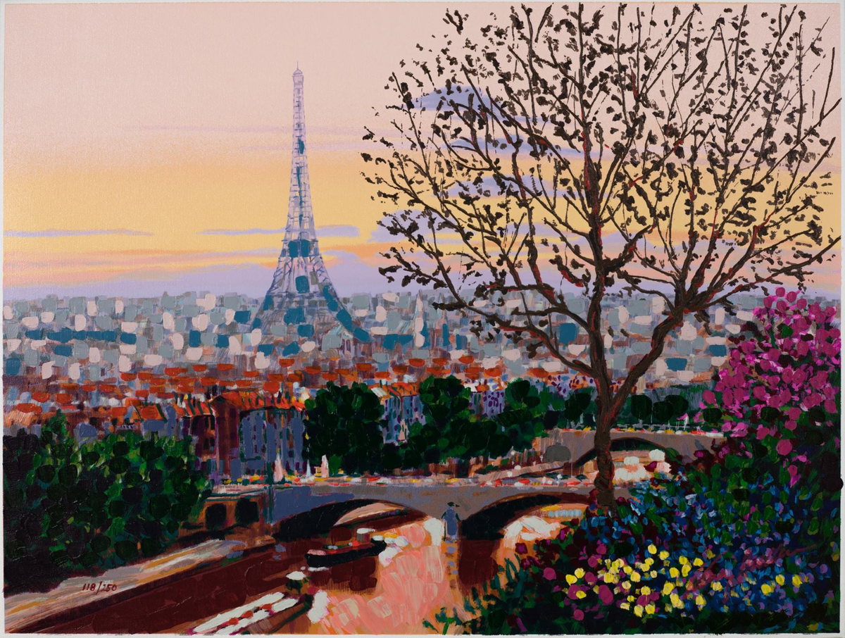 Paris Sunset, 2002 by Kerry Hallam — hand-signed enhanced serigraph on canvas
