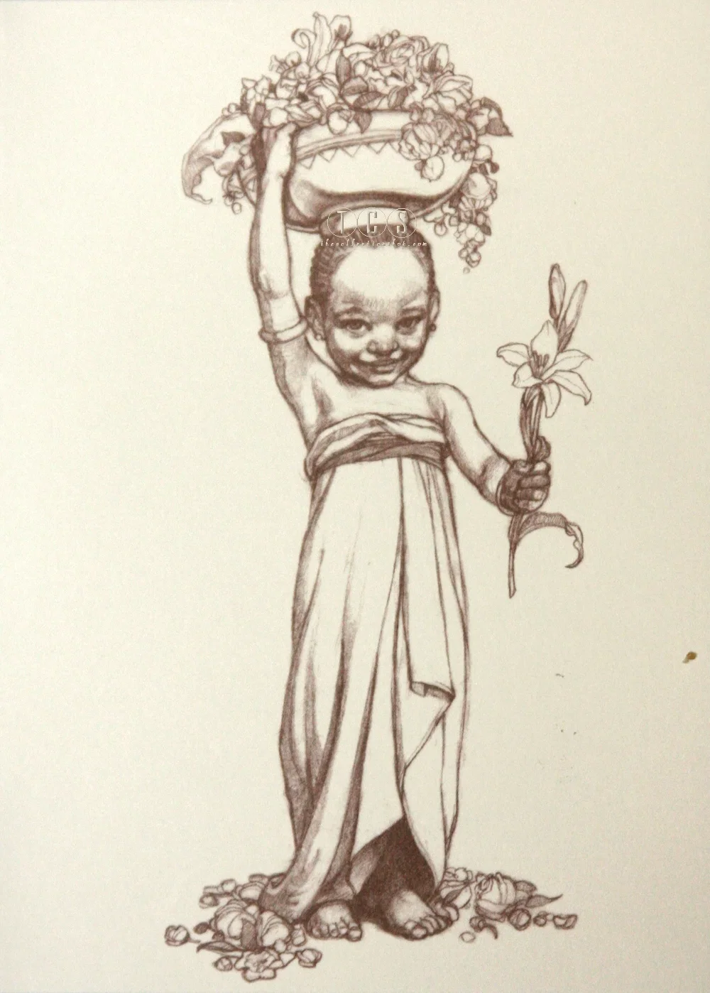 The Flower Girl Greeting Cards (6 pack) by Ebony Visions