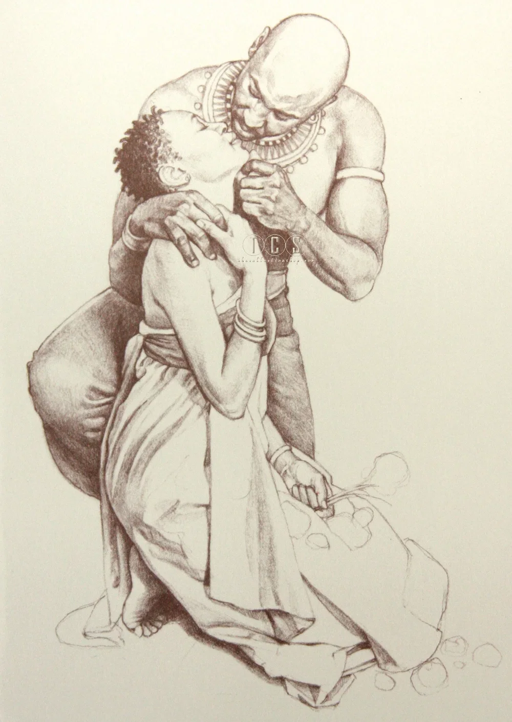 The Kiss Greeting Cards (6 pack) by Ebony Visions