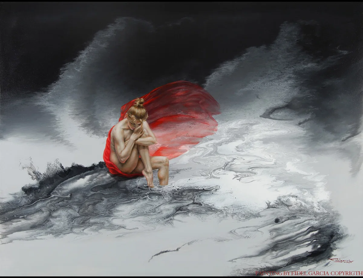 THE BATH OF WISDOM - EL BAÑO DE LA SABIDURIA by Fidel Garcia — Giclee On Canvas