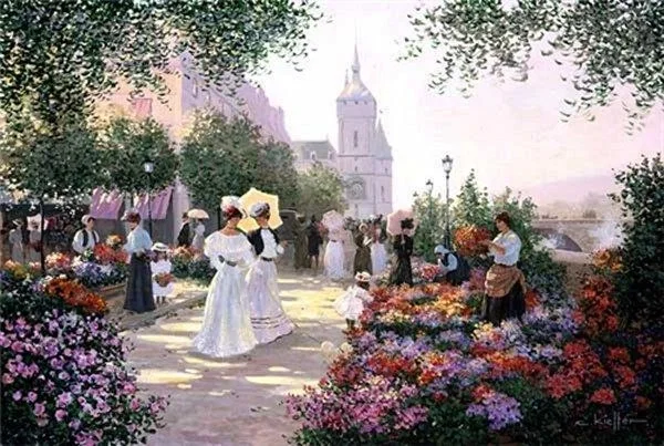 Flower Market Along the Seine by Christa Kieffer — Giclee On Canvas