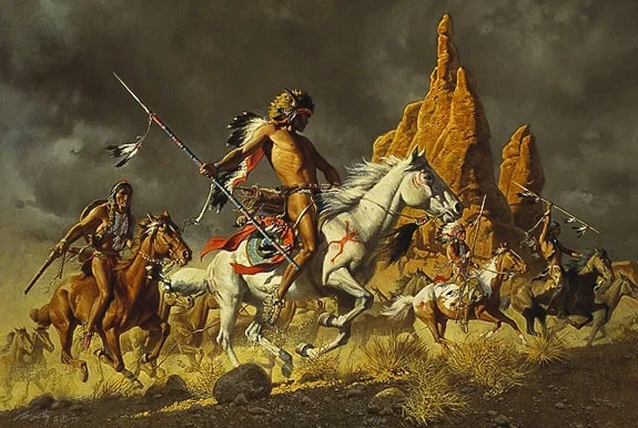 NAVAJO PONIES FOR COMANCHE WARRIORS by Frank McCarthy — Lithograph