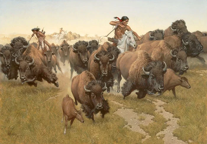Amidst the Thundering Herd by Frank McCarthy — Canvas