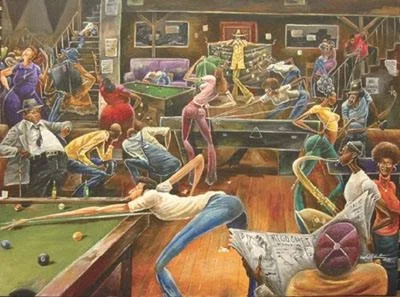 Phat Daddys Pool Hall Giclee by Frank Morrison