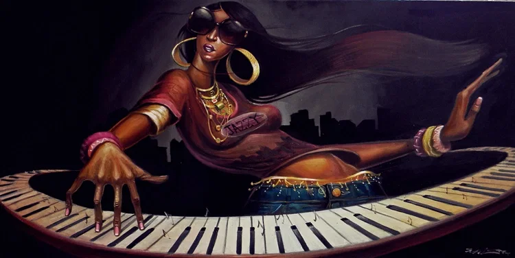 DIVA N KEYS by Frank Morrison — Giclee On Canvas